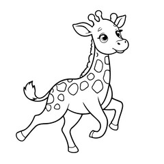 Cute vector illustration Giraffe doodle for toddlers colouring page