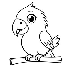 Simple vector illustration of Macaw drawing for toddlers colouring page