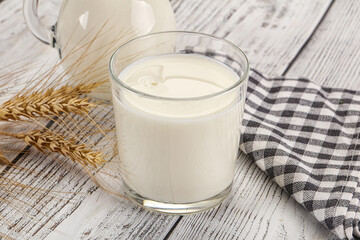 Organic milk in the glass