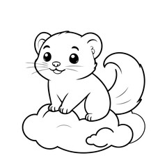 Vector illustration of a cute Ferret doodle for kids colouring page