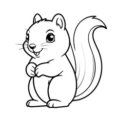 Vector illustration of a cute Squirrel doodle colouring activity for kids