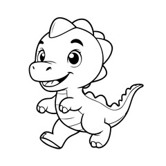 Simple vector illustration of Dino drawing for kids colouring activity