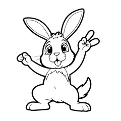 Simple vector illustration of EasterBunny drawing for toddlers coloring activity