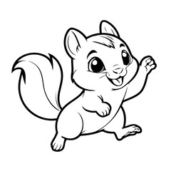 Simple vector illustration of Chipmunk for kids colouring worksheet