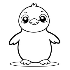 Simple vector illustration of Penguin drawing for toddlers coloring activity