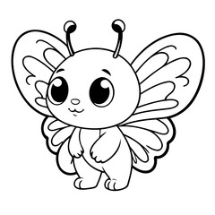 Vector illustration of a cute Butterfly drawing for colouring page