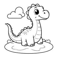 Simple vector illustration of Diplodocus hand drawn for toddlers