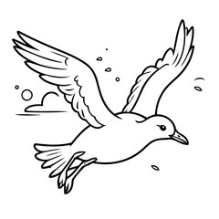 Vector illustration of a cute Seagull drawing for toddlers book