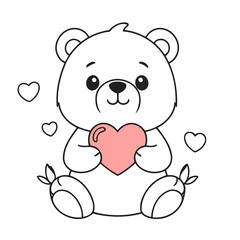 Simple vector illustration of Bear drawing for kids page