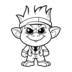 Cute vector illustration Troll doodle black and white for kids page