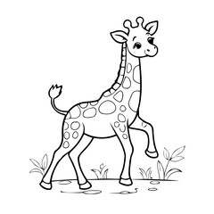 Cute vector illustration Giraffe for kids colouring worksheet
