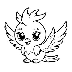 Cute vector illustration Phoenix drawing colouring activity