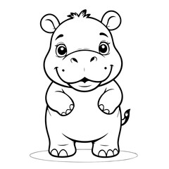 Cute vector illustration Hippo drawing for toddlers book