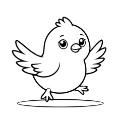 Vector illustration of a cute Bird doodle for kids colouring page