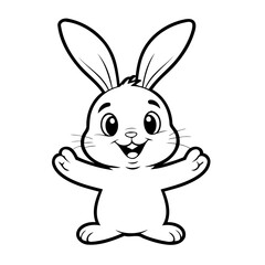 Vector illustration of a cute Bunny doodle for kids coloring worksheet