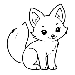 Vector illustration of a cute Fox drawing for children page