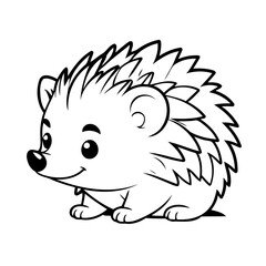 Cute vector illustration Hedgehog drawing for kids colouring activity