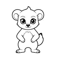 Cute vector illustration Lemur doodle colouring activity for kids