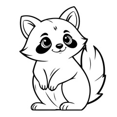 Simple vector illustration of Raccoon for toddlers colouring page