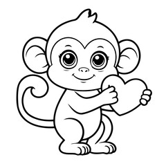Obraz premium Cute vector illustration Monkey for kids coloring activity page