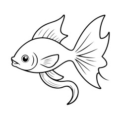 Simple vector illustration of Swordtail drawing for kids colouring activity