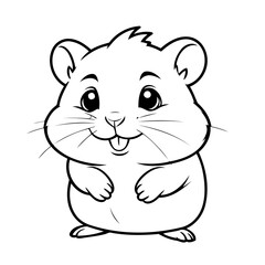 Cute vector illustration Hamster drawing for kids colouring page