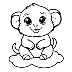 Simple vector illustration of Marmoset for children colouring activity