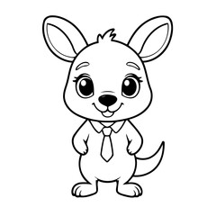 Vector illustration of a cute Kangaroo drawing for toddlers colouring page