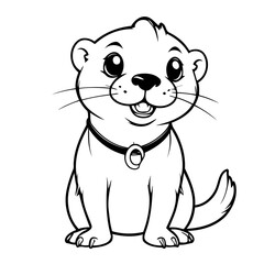 Cute vector illustration Otter doodle for toddlers coloring activity