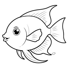 Simple vector illustration of Angelfish drawing for toddlers colouring page