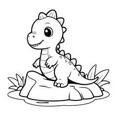 Cute vector illustration Dino hand drawn for kids page