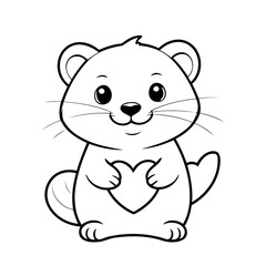 Cute vector illustration Ferret for kids colouring worksheet