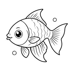 Cute vector illustration Tetra drawing for kids colouring page