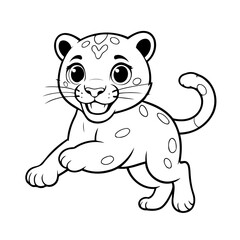 Vector illustration of a cute Jaguar drawing for toddlers book