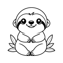 Cute vector illustration Sloth doodle for toddlers colouring page