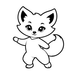 Vector illustration of a cute Fox doodle for children worksheet