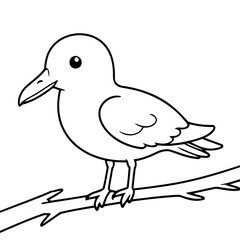 Cute vector illustration Seagull drawing for kids colouring page