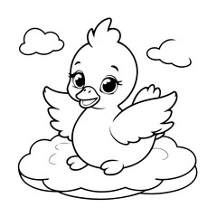 Simple vector illustration of Swan drawing for toddlers colouring page