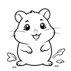 Cute vector illustration Hamster drawing for toddlers colouring page