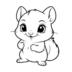 Cute vector illustration Chipmunk drawing for kids colouring page