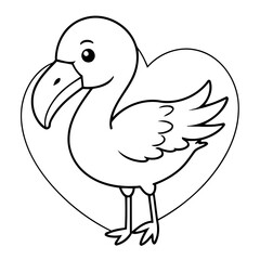 Simple vector illustration of Flamingo drawing for toddlers colouring page