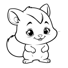 Simple vector illustration of Chipmunk for kids coloring page