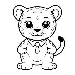 Vector illustration of a cute Jaguar doodle for children worksheet