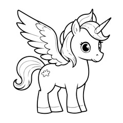 Fototapeta premium Cute vector illustration Pegasus drawing colouring activity