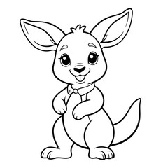 Simple vector illustration of Kangaroo for kids colouring worksheet