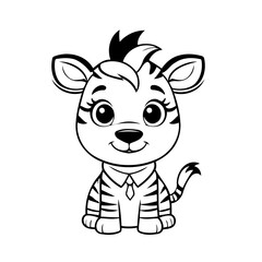 Cute vector illustration Zebra colouring page for kids