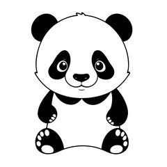 Vector illustration of a cute Panda drawing for colouring page