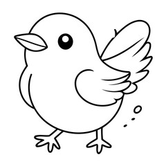 Simple vector illustration of Bird outline for colouring page