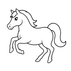 Cute vector illustration Horse doodle colouring activity for kids