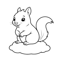 Cute vector illustration Squirrel doodle for toddlers colouring page